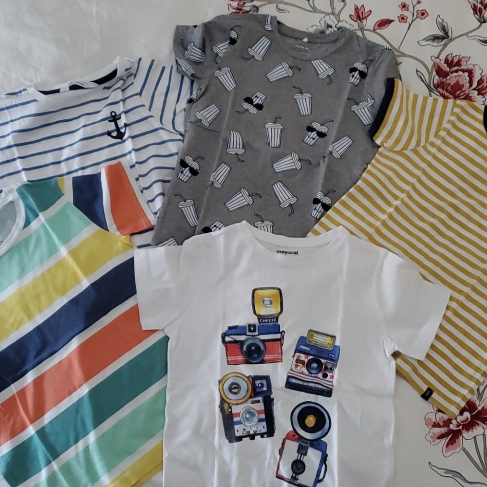Bunch of short sleeves boys summer t-shirts.
